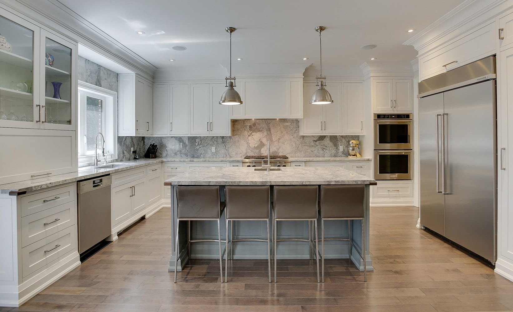 Classic white kitchen with marble